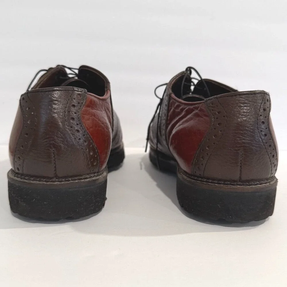 HS Trask Mens 10.5 W 2-Tone Brown Bison Leather Oxford Vibram Lug Sole 1033